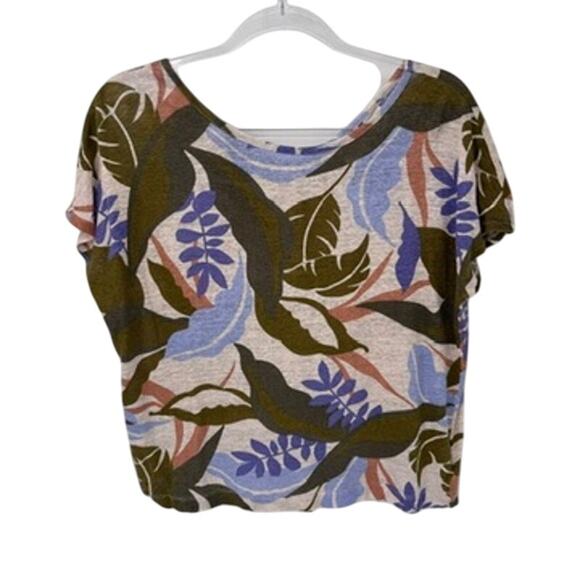 C&C California‎ Tropical Beachy Top Womens Medium White Linen Button Back - Picture 1 of 7